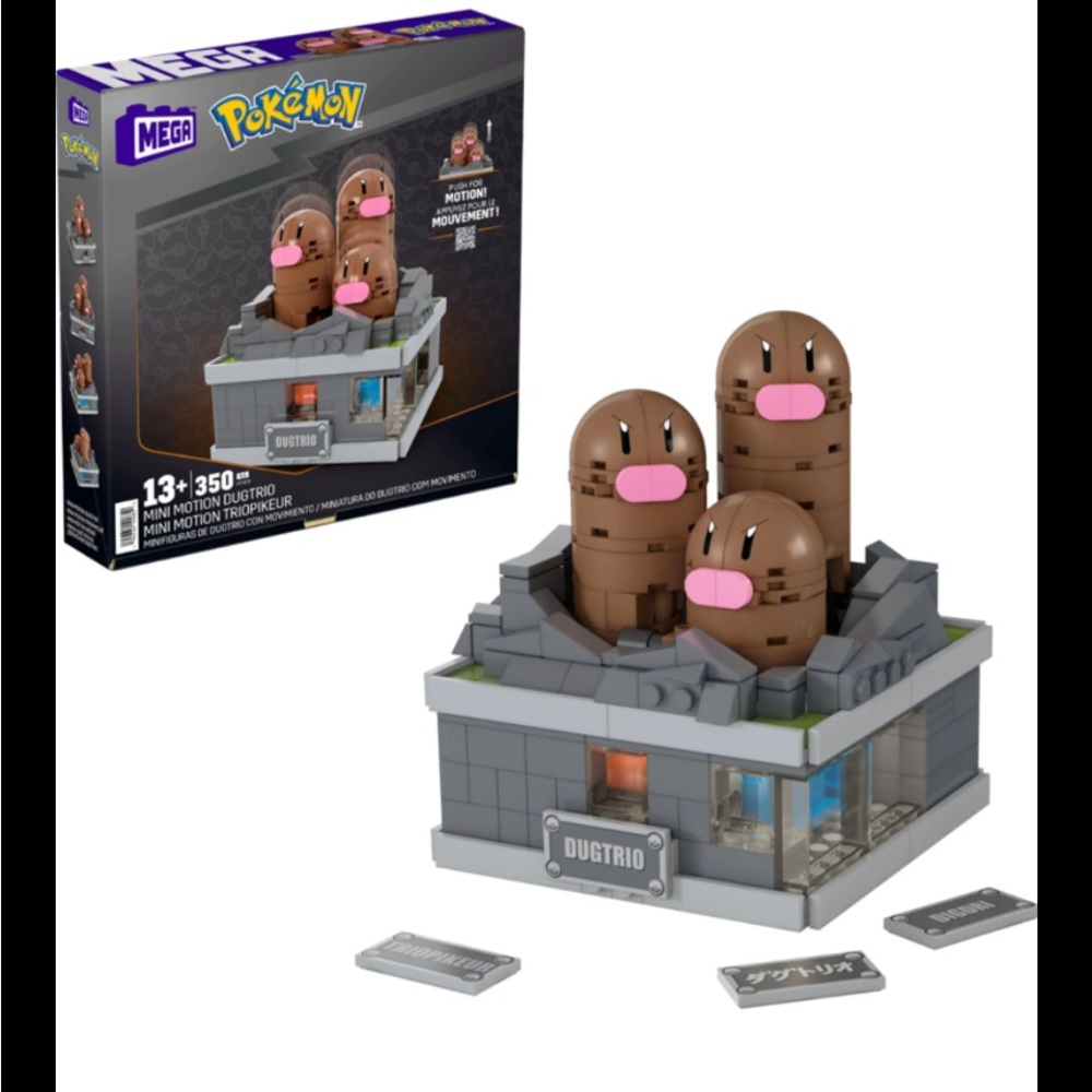 MEGA Nintendo Pokemon Mini Motion Dugtrio 350 Piece Building Blocks Set HTH73